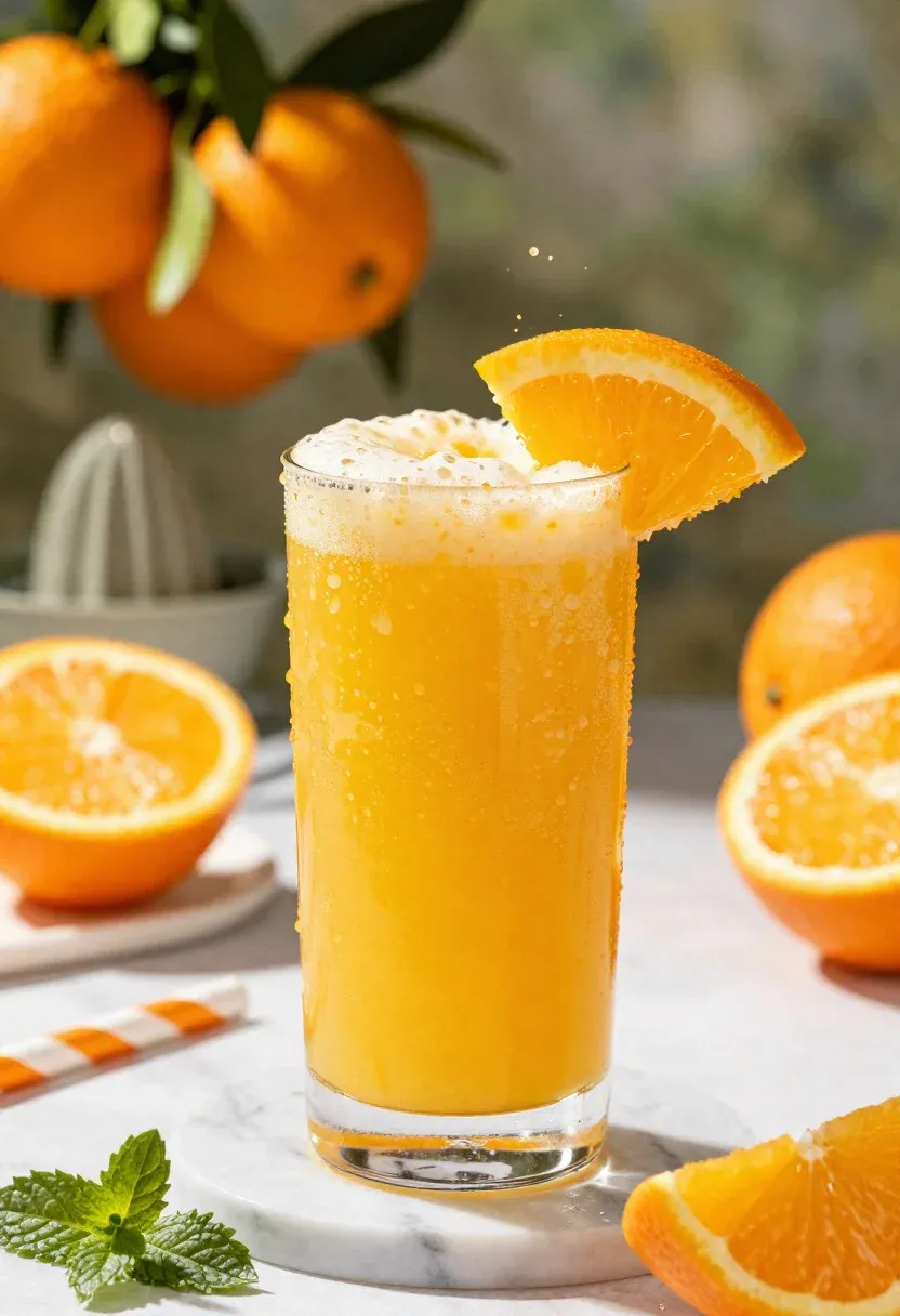 Food Photography Shot Fresh-squeezed Orange Juice With Vibrant Citrus Appeal