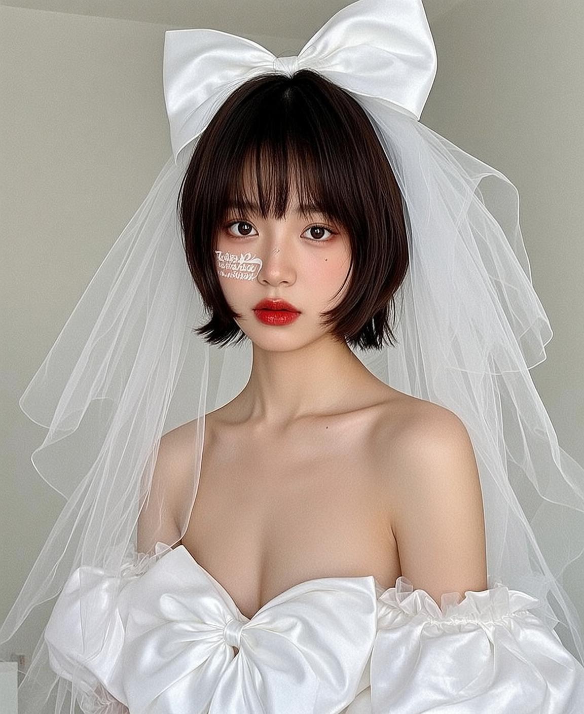 Balletcore Young Short Black Bob Bangs Fair