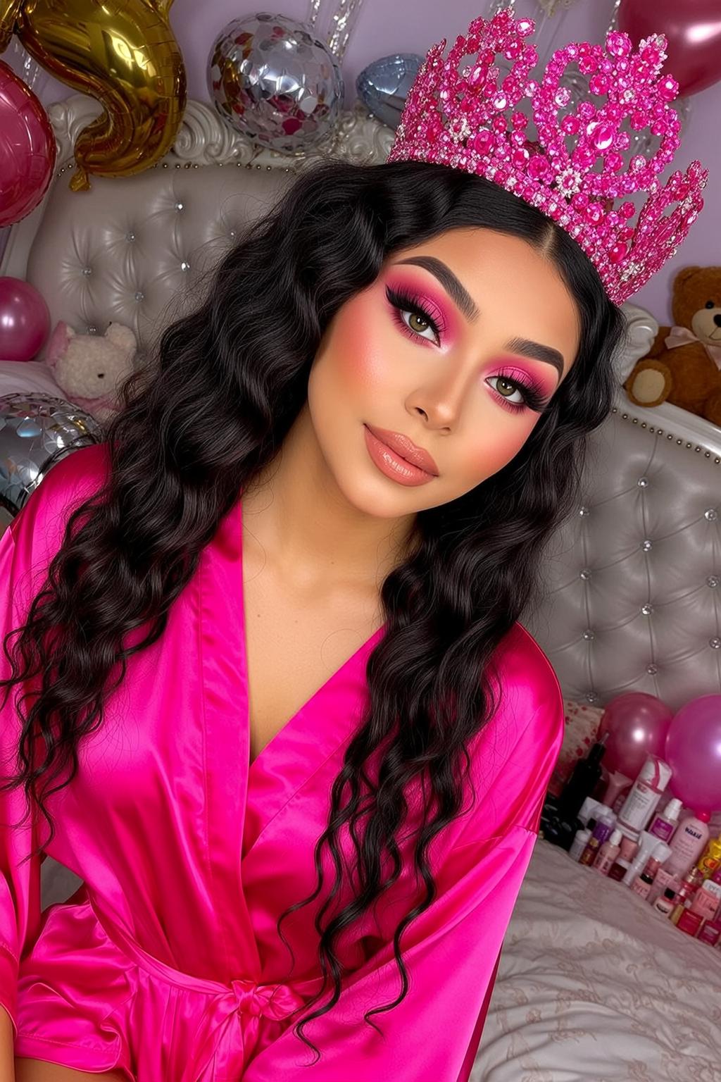 Fuchsia Satin Robe Crown