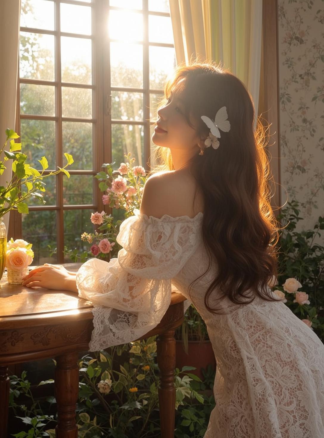 Fairycore Young Long Wavy Brown Hair Fair