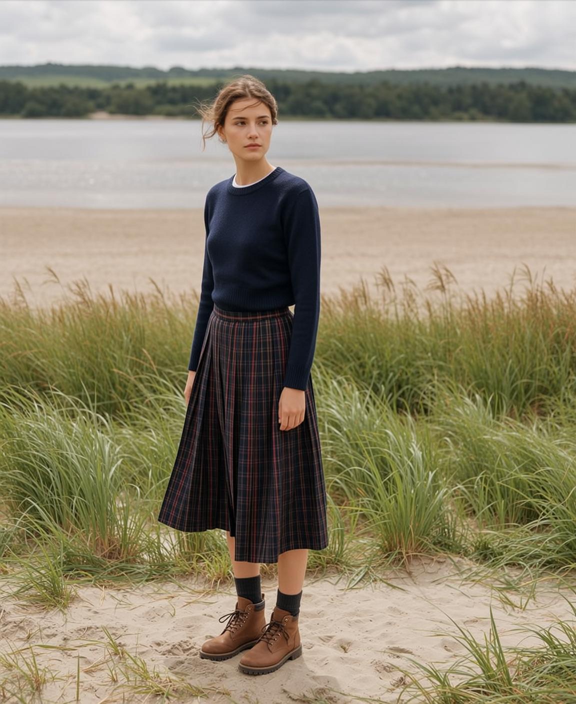 Cottagecore Stands Three-quarter Profile Facing Left Her