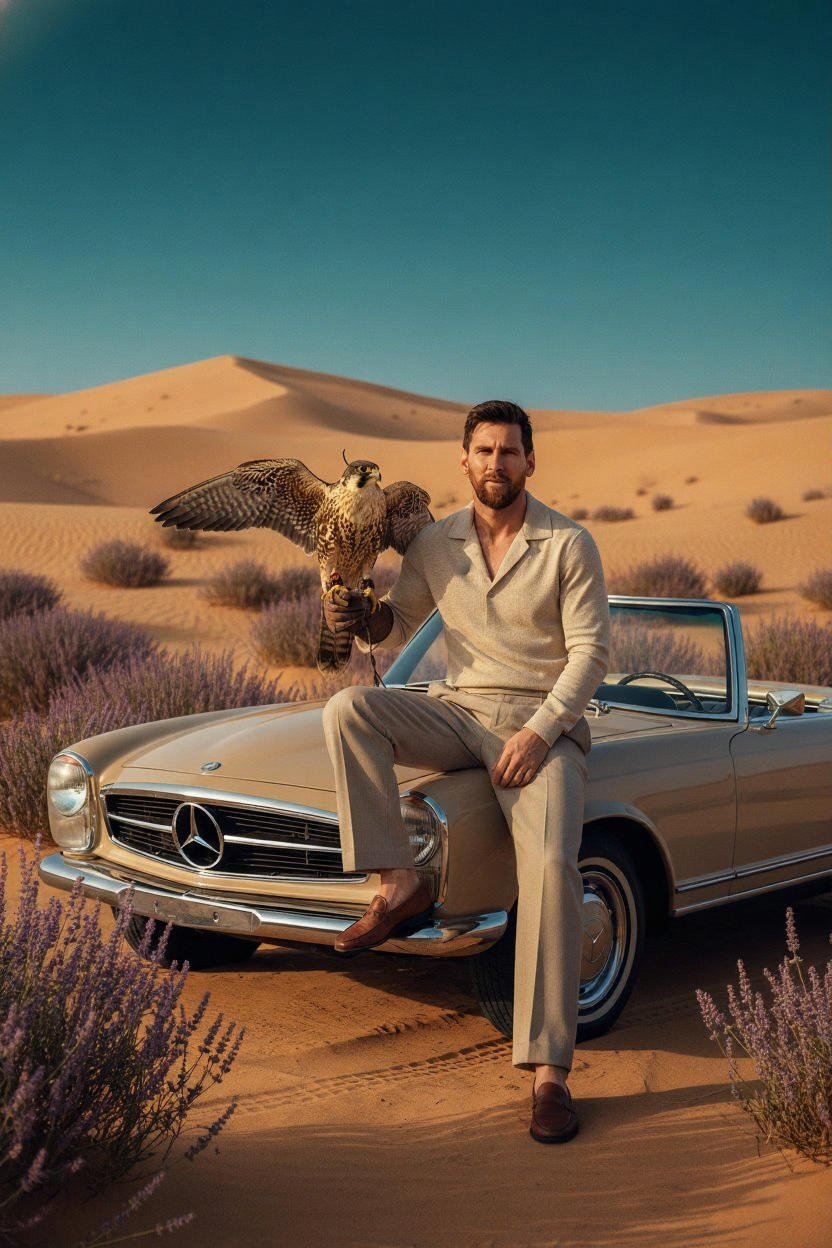 Man in Desert with Falcon reference photo