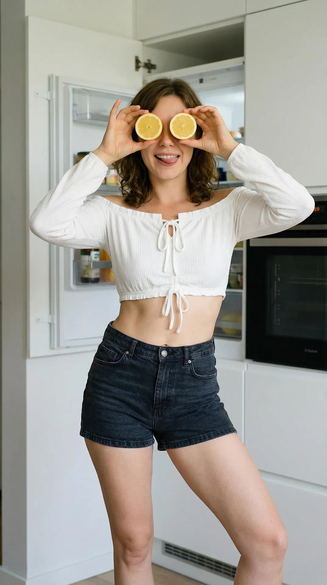 Makeup And Modern Kitchen Yellow Lemon Pose