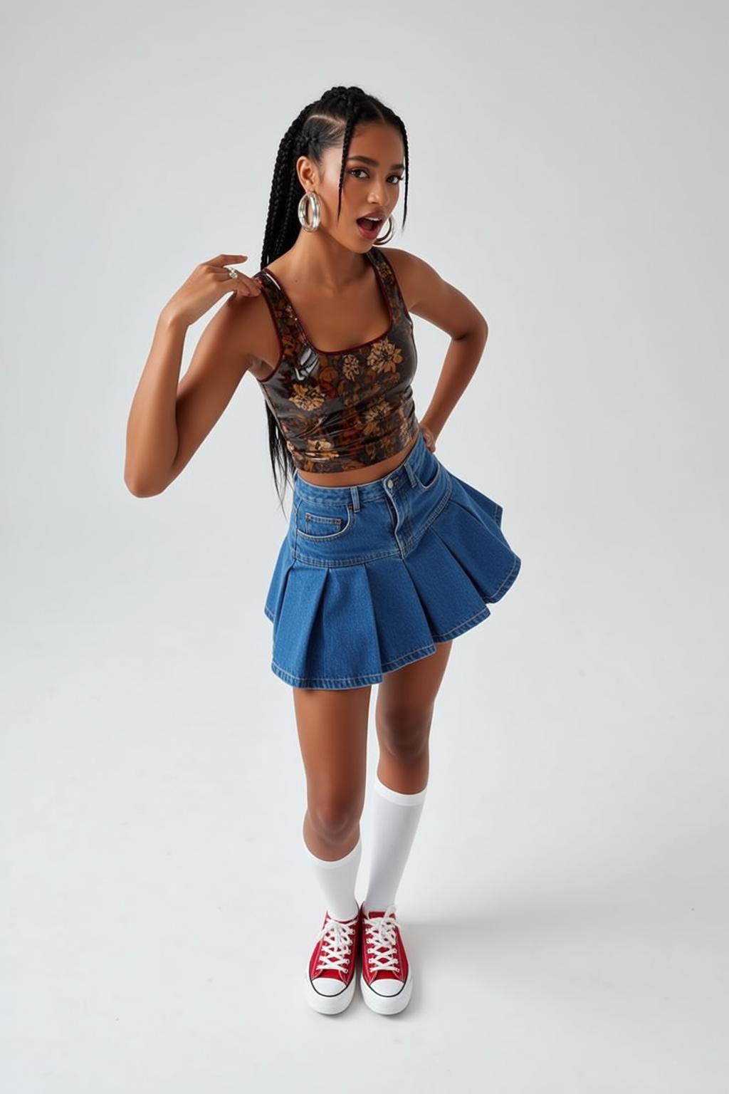 Brown Patterned Tank Top Studio Portrait