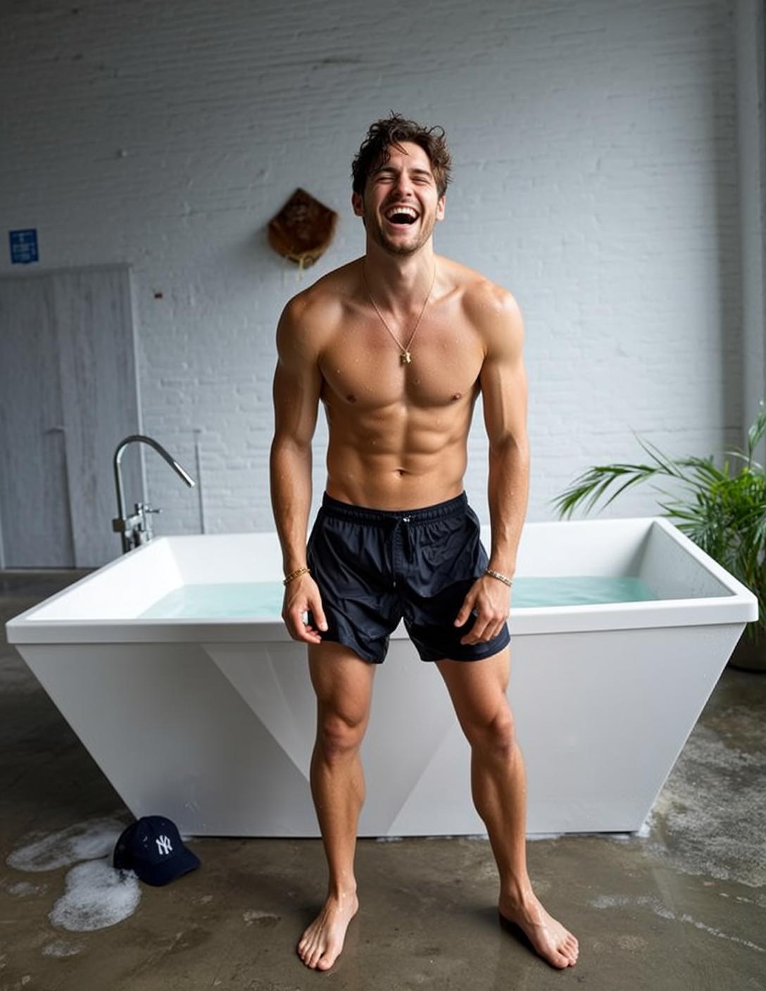 Wet Swim Shorts Bathroom