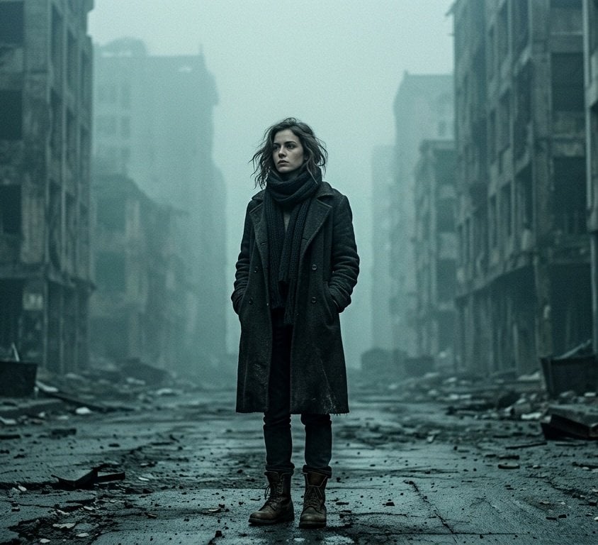 Ruined City Street Fog Overcoat