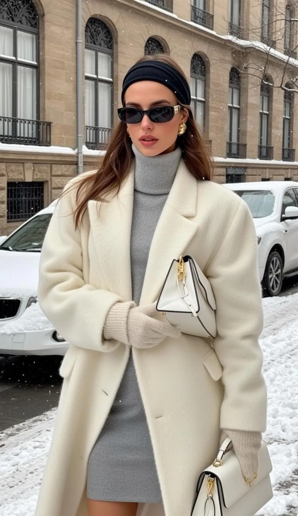 Winter Coat Turtleneck Snow Street