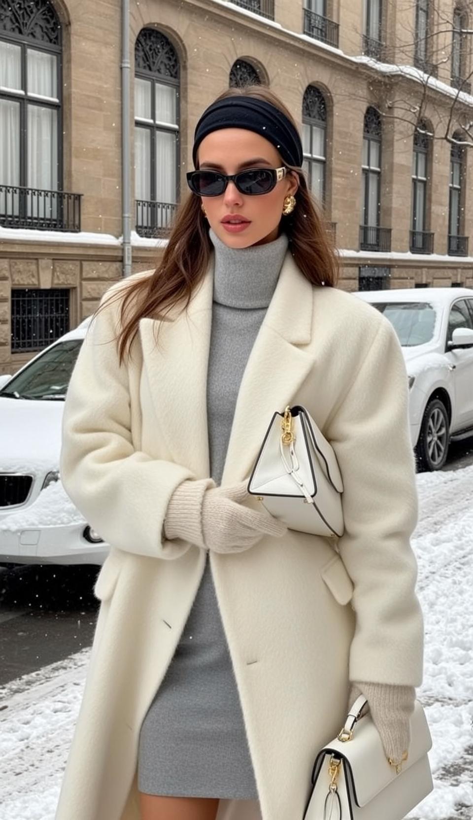 Winter Coat Turtleneck Snow Street