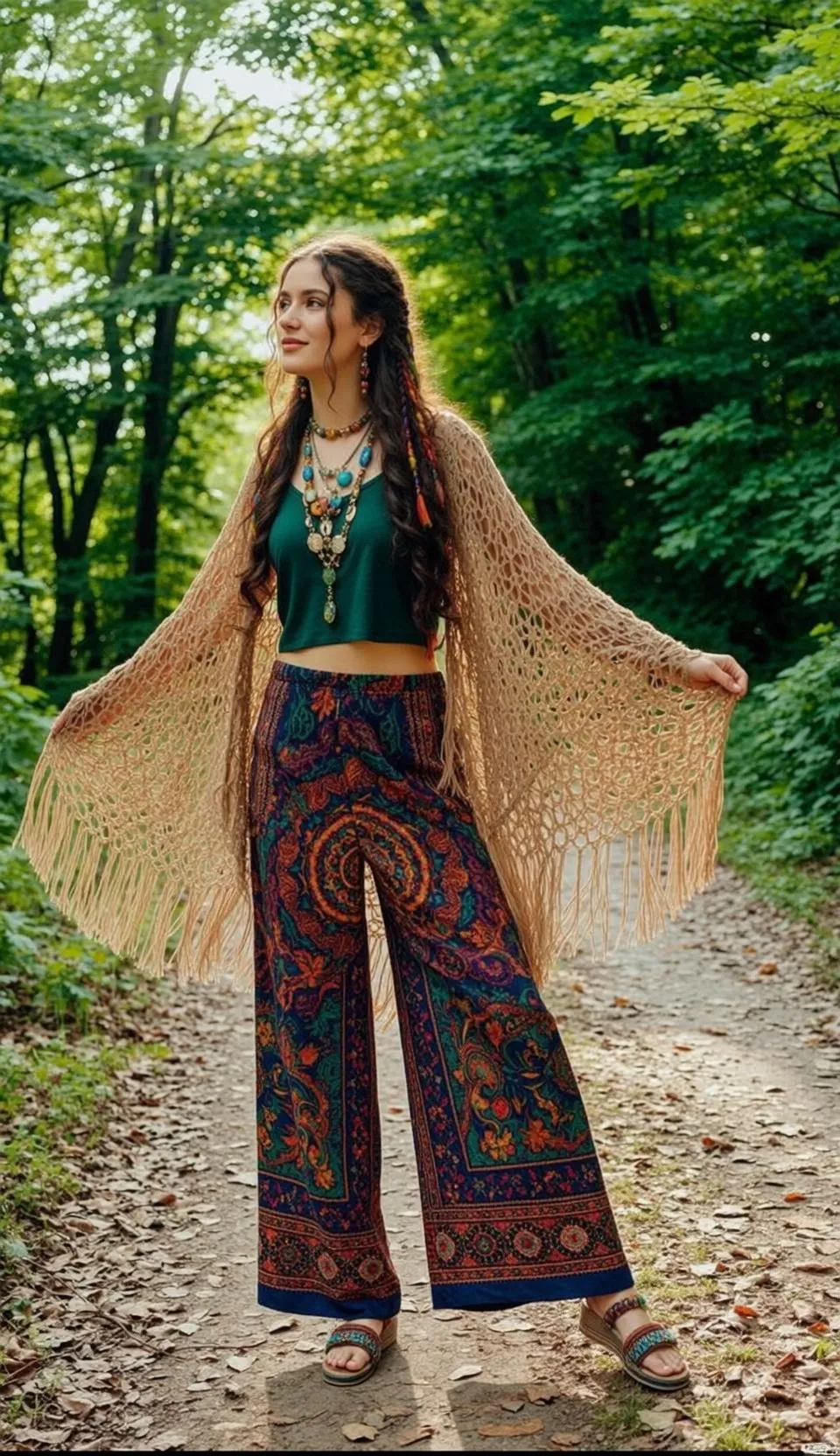 Earrings And Necklace On A Forest Path