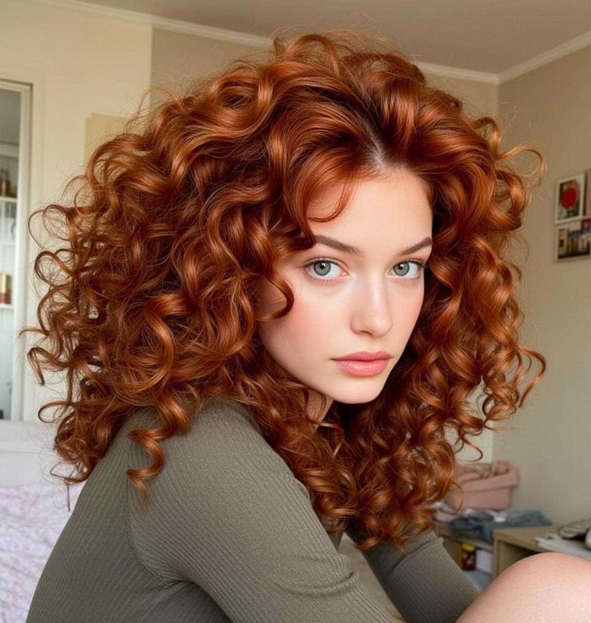Hair Salon Young Long Voluminous Curly Bright