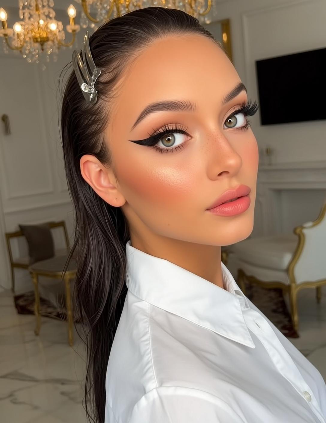 Makeup Captured Close-up Head-and-shoulders Angled Slightly Her
