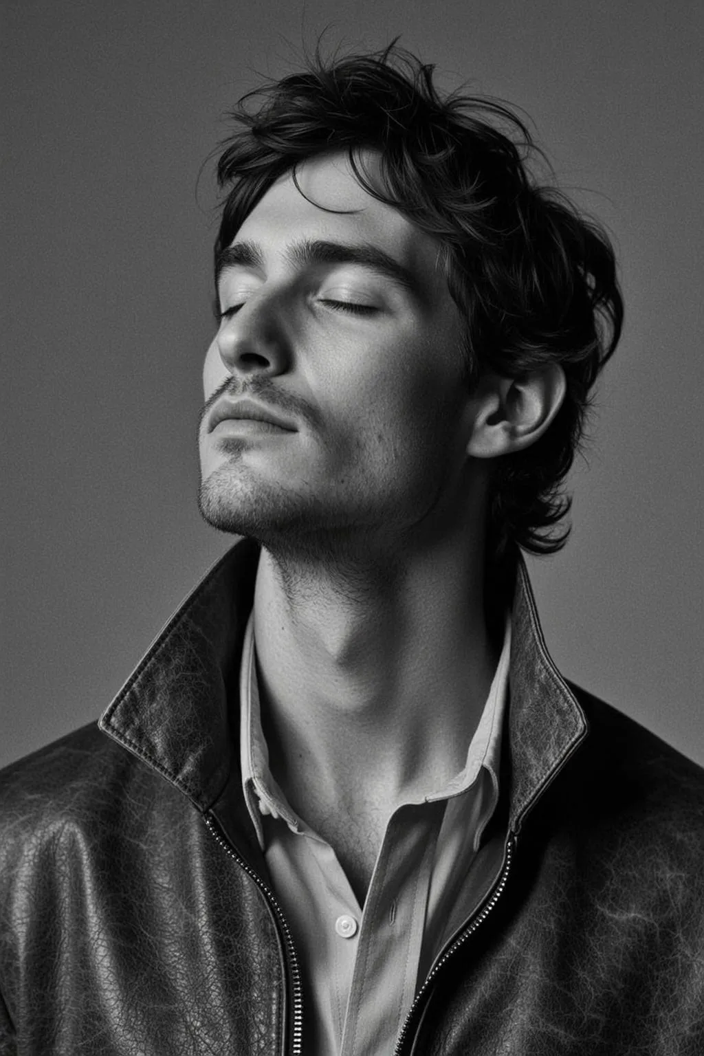 Medium Shot Portrait Orientation Captures Young Man With Dark Wavy