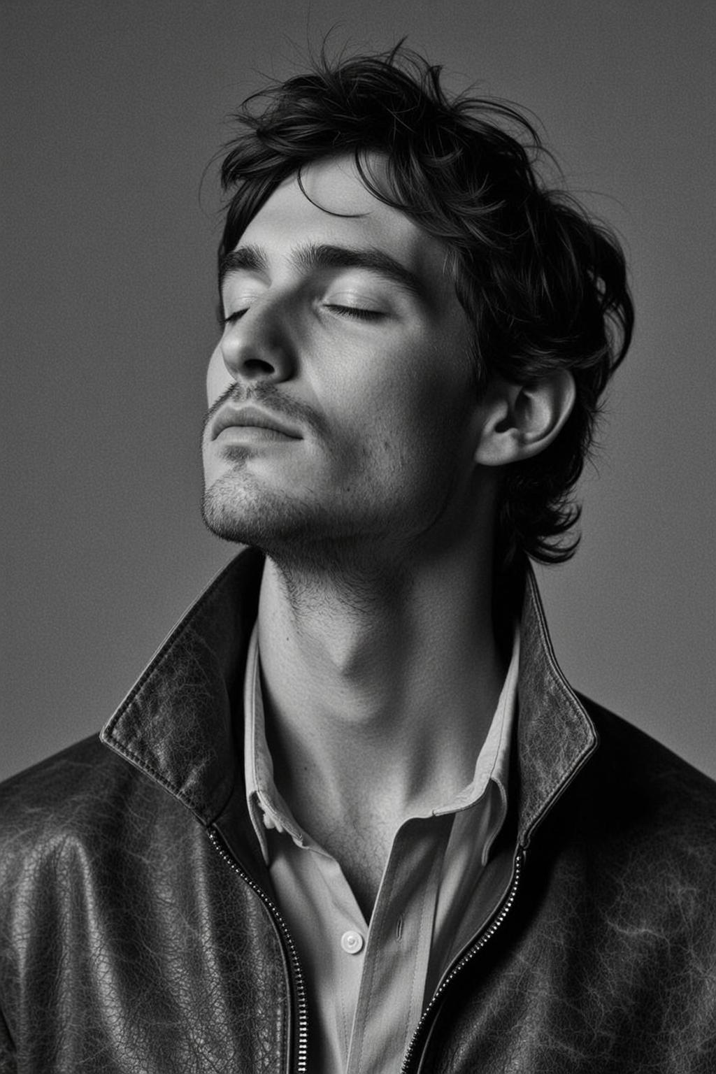 Medium Shot Portrait Orientation Captures Young Man With Dark Wavy