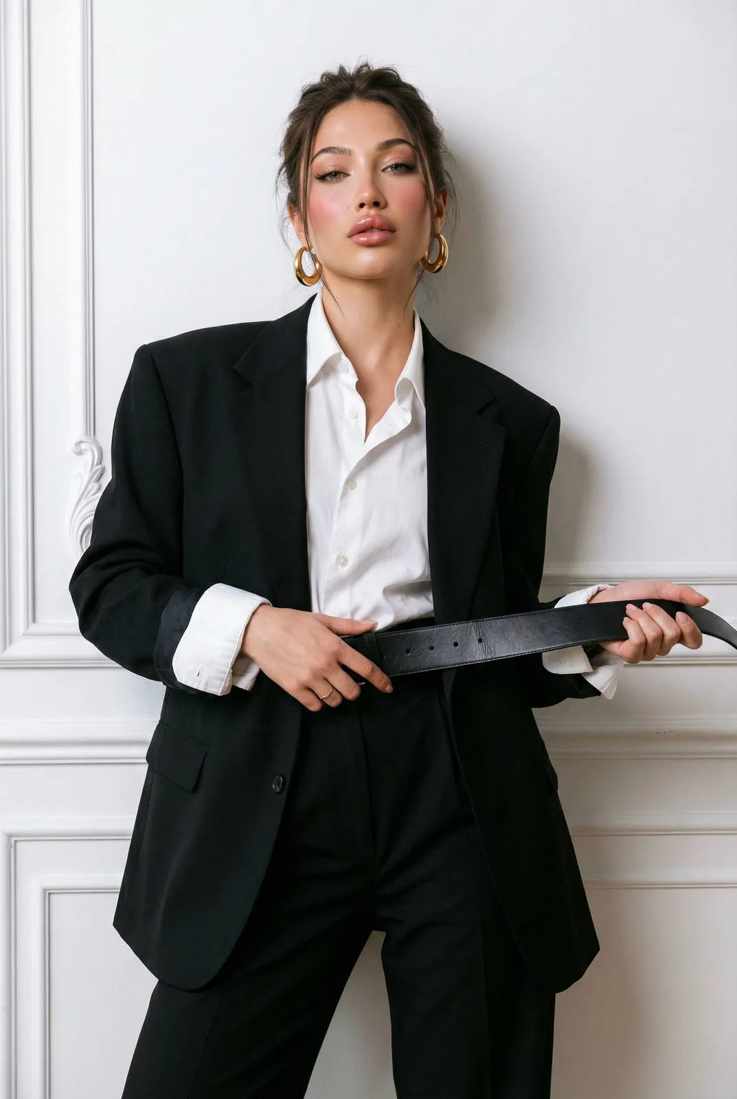 Earrings With Oversized Tailored Blazer