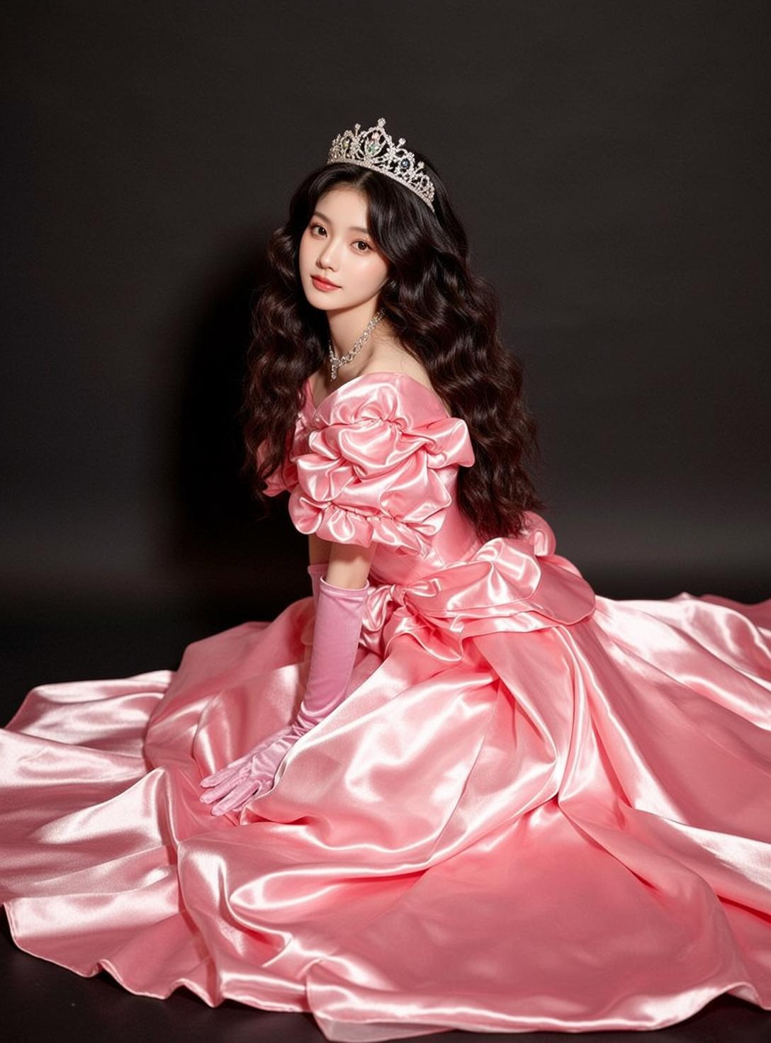 Pink Satin Princess Pose
