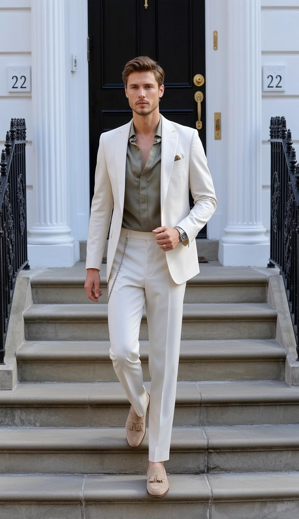 Young Brown Styled Fair Olive Green Silk