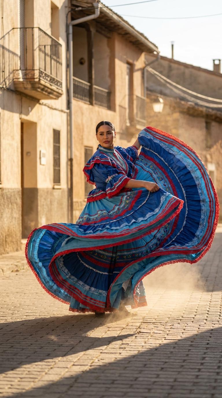 Folkloric Dance In Sunlit Village Street