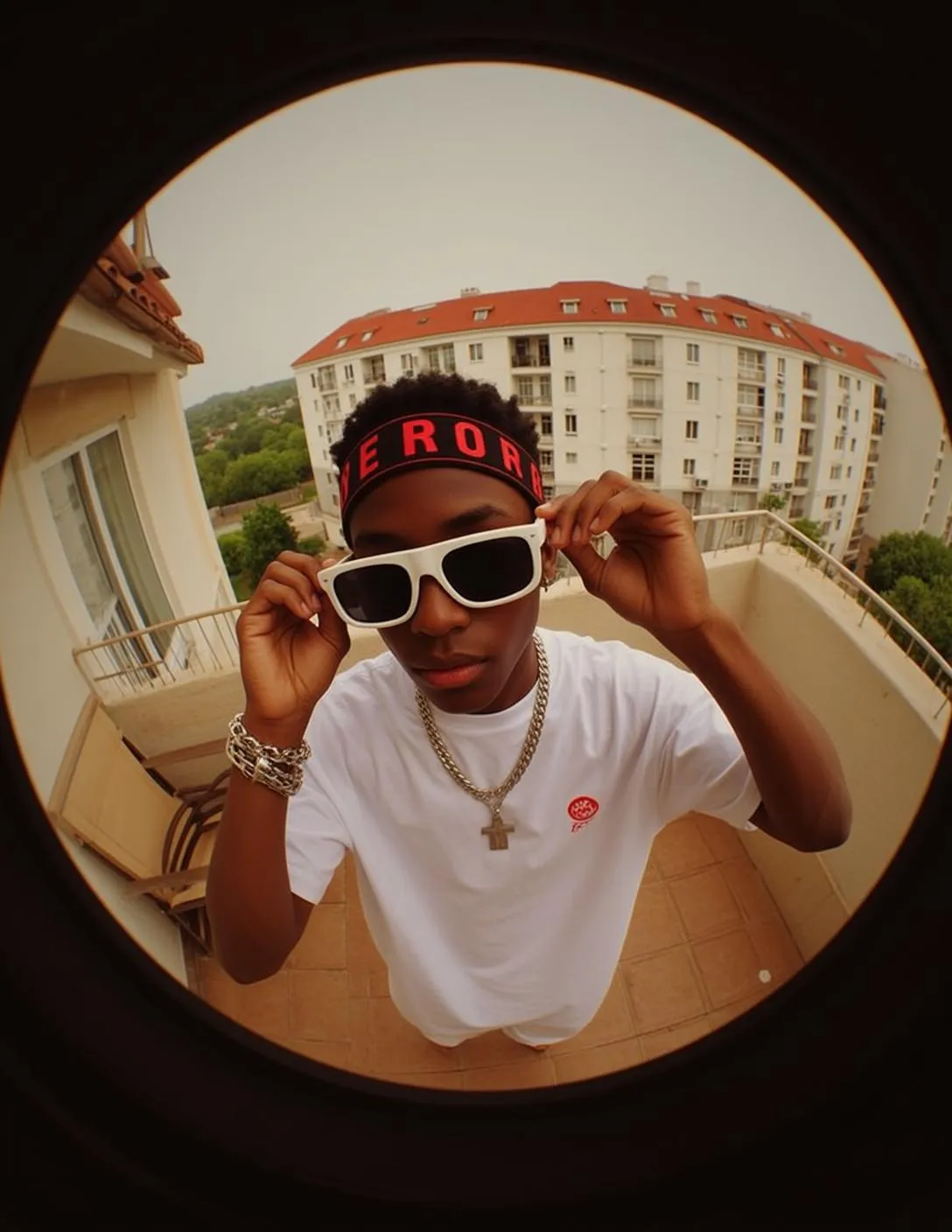 Sunglasses And Necklace And Bracelets In Styled Portrait