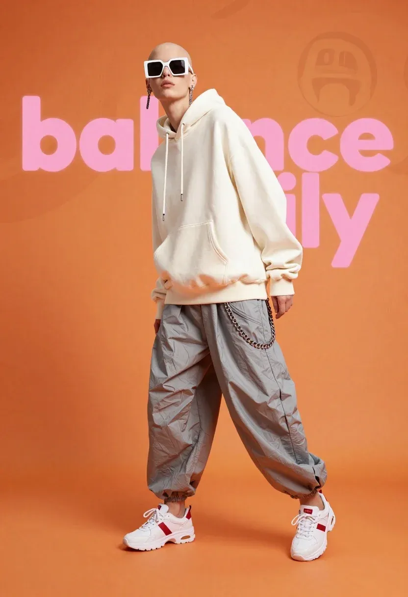 Full-body Studio Shot Fashion Model Dynamic Pose Against Vibrant Orange