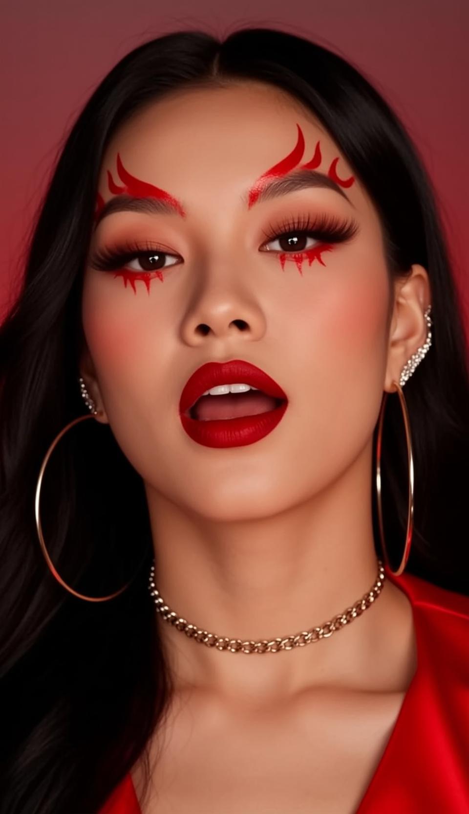 Halloween Makeup Young Long Dark Wavy Fair