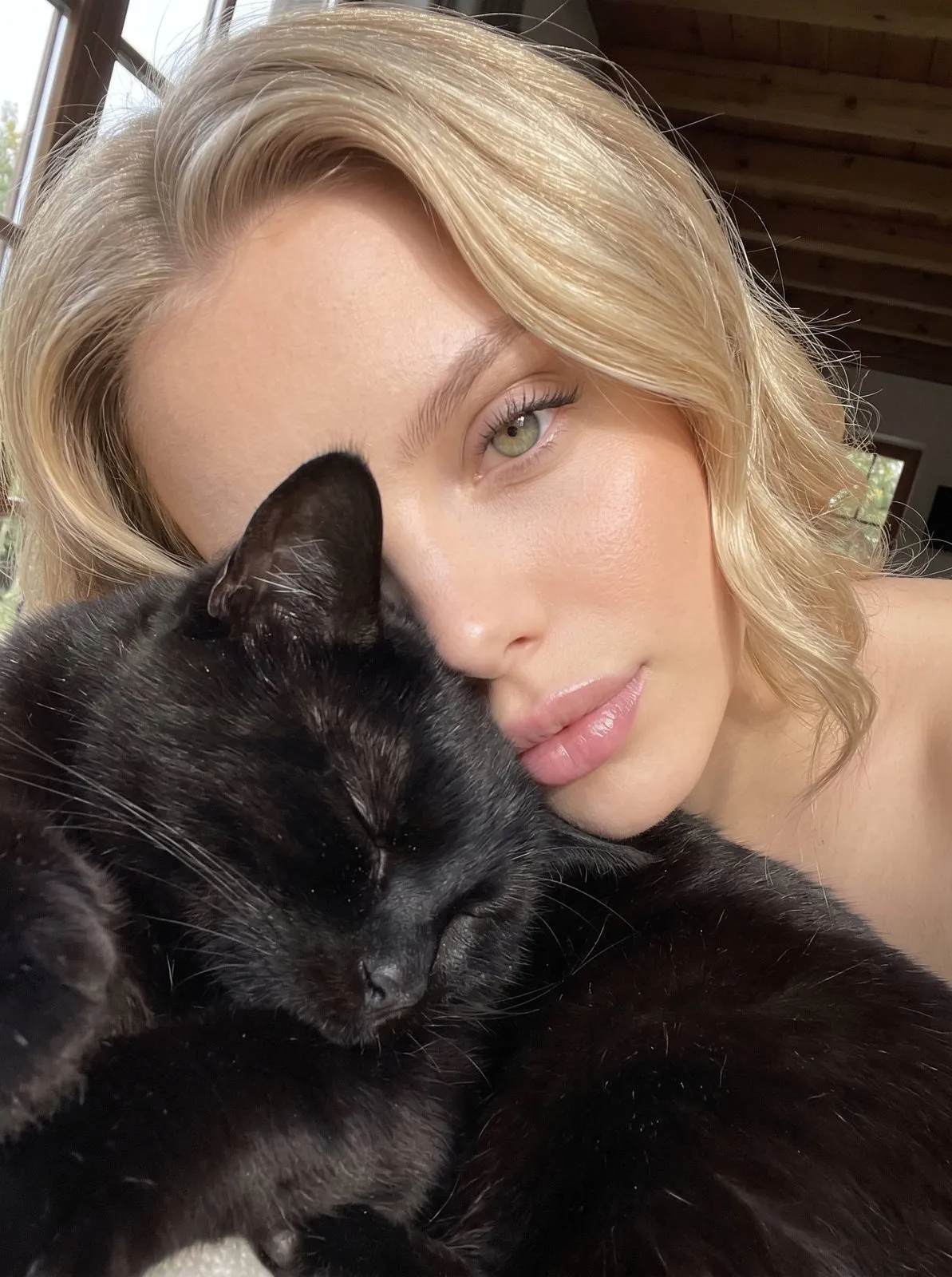 Eye Makeup In A Black Cat Cuddle Selfie