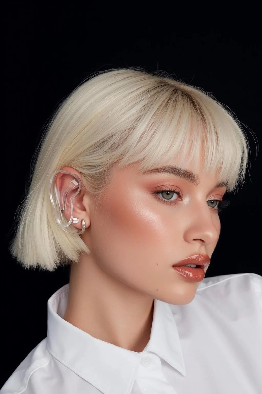 Hair Salon Young Short Platinum Blonde Bob