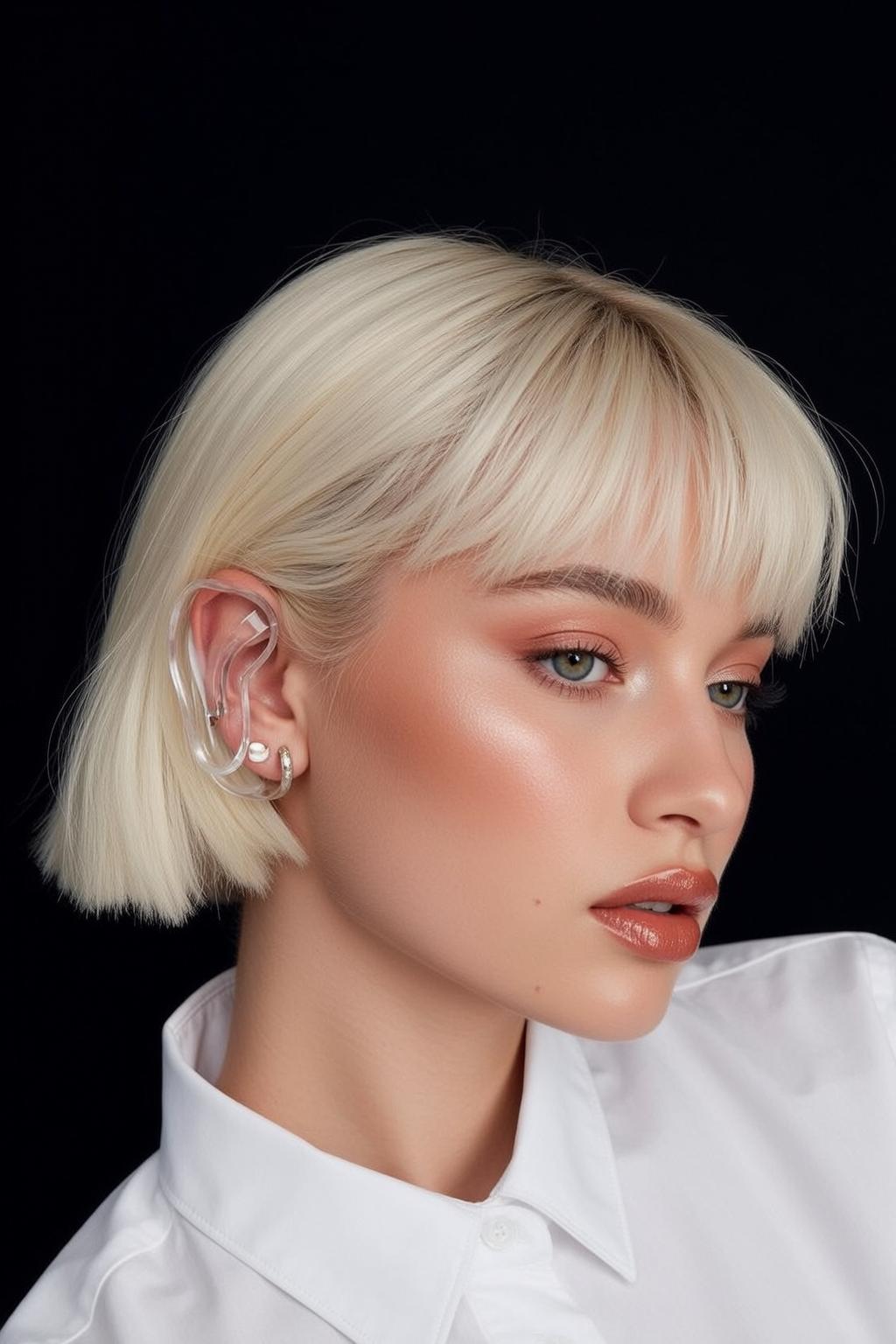 Hair Salon Young Short Platinum Blonde Bob