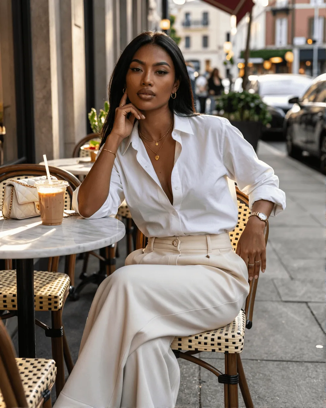 Earrings Necklace Bracelets And Wristwatch In Street Portrait