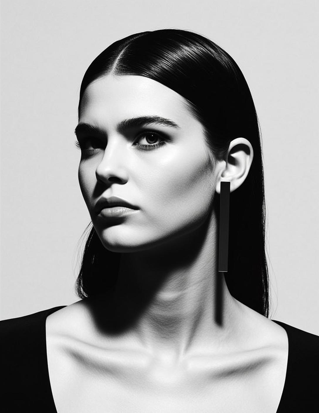 Medium Shot Portrait Young Woman With Striking Features Captured Black