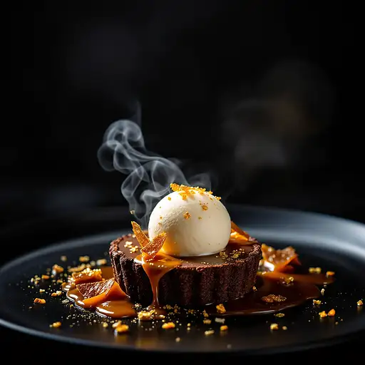 Dramatic Gourmet Dessert Close-up
