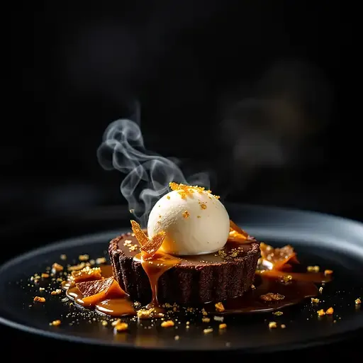 Dramatic Gourmet Dessert Close-up