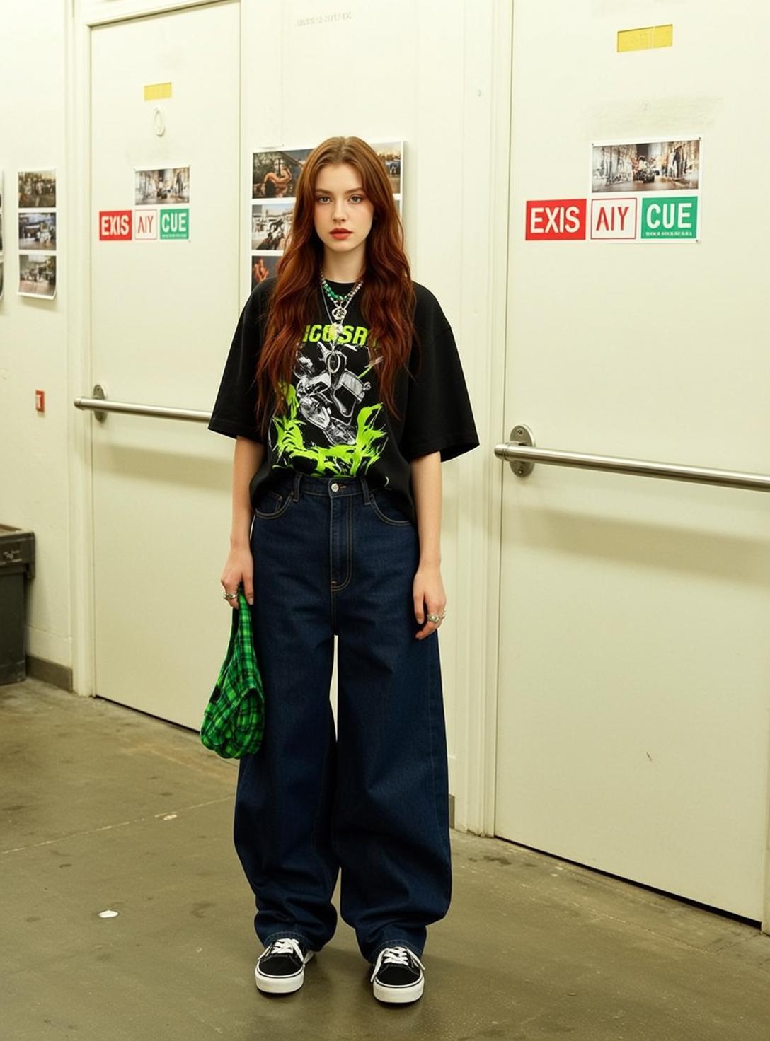 Skater Young Long Wavy Auburn Fair Black