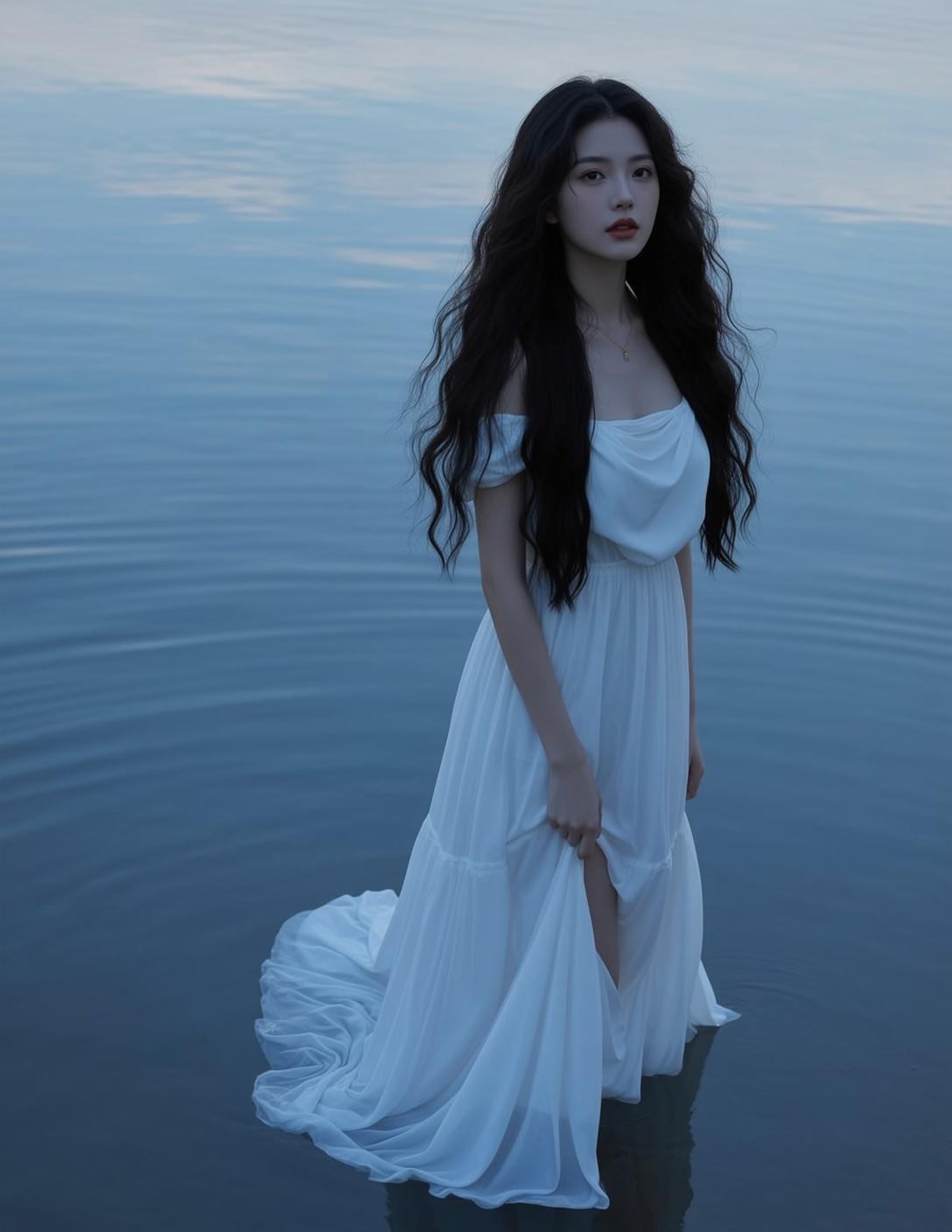 White Dress Standing In Water