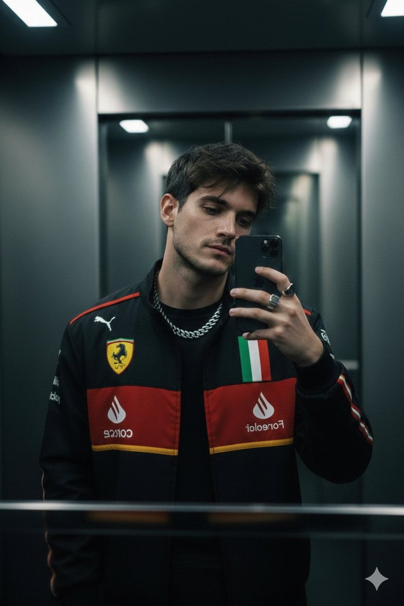 Black Ferrari Racing Jacket Red And Yellow In One Hand