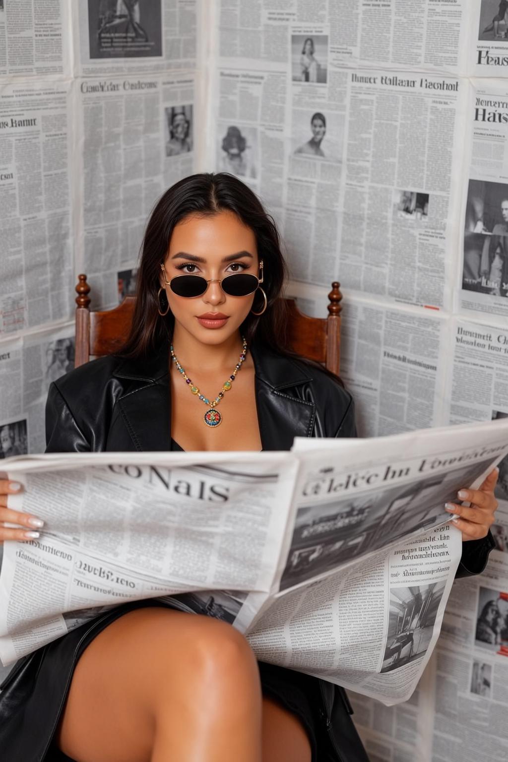Explore Seated Wooden Chair Holding Newspaper Open