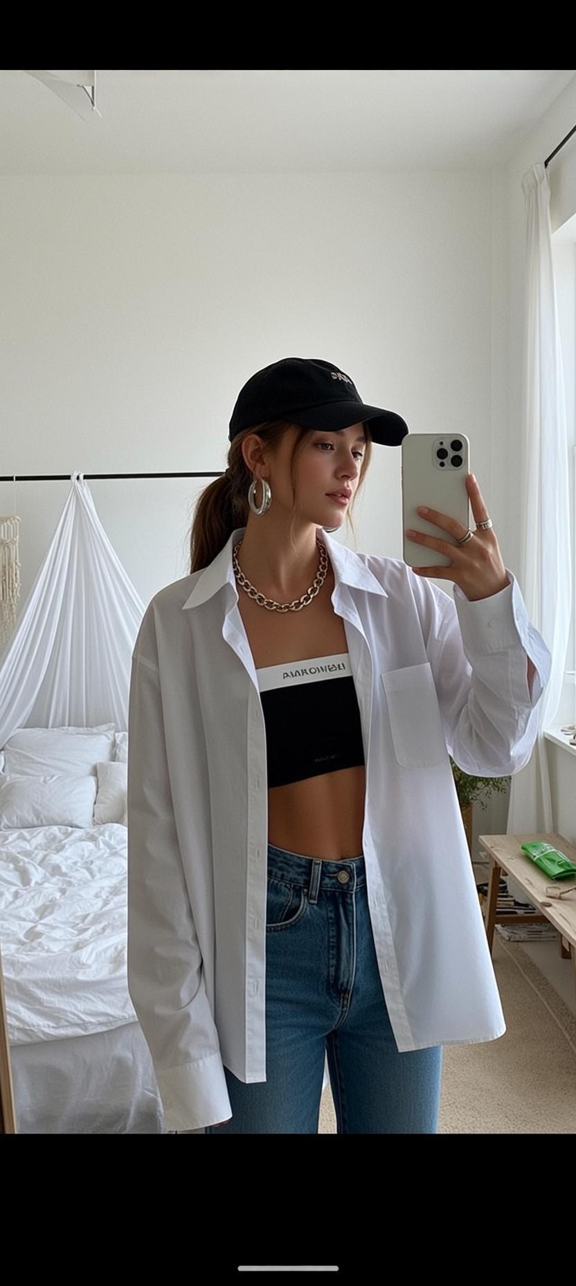 Acubi Young Brown Ponytail Fair White Oversized