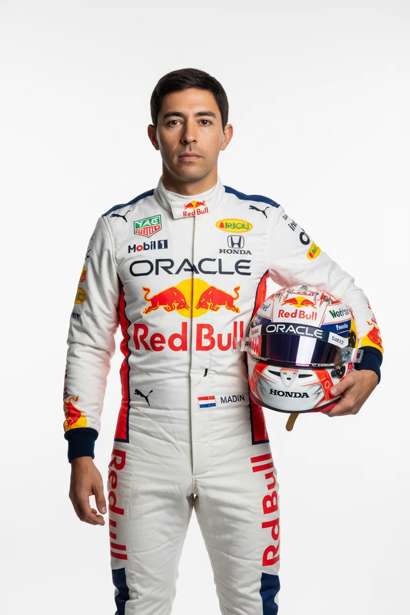 F Driver Studio Portrait White Background