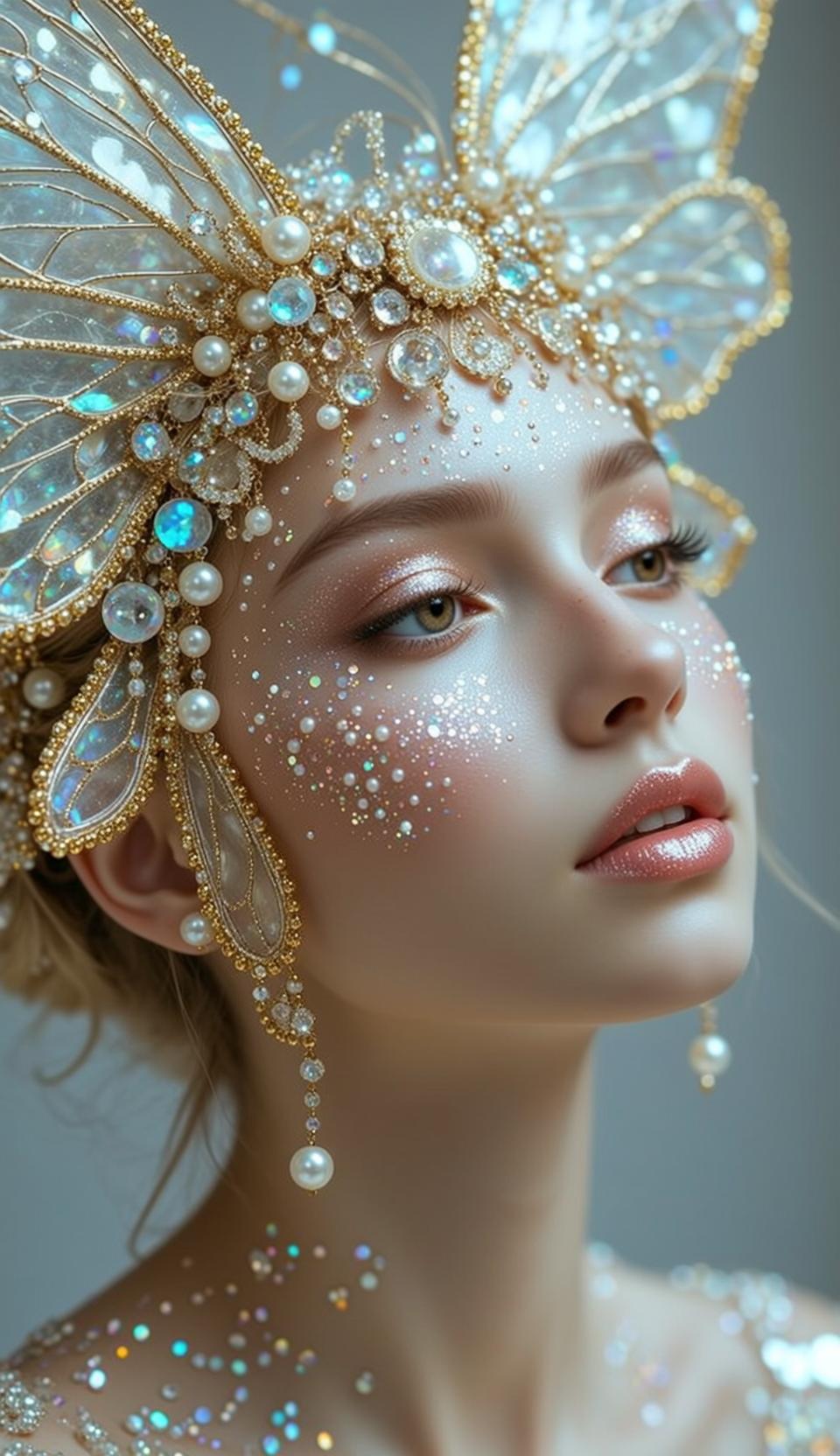 Fairycore Young Blonde Pulled Back Fair Glitter