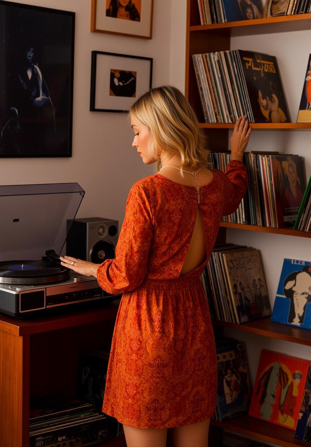 Orange Dress Record Player