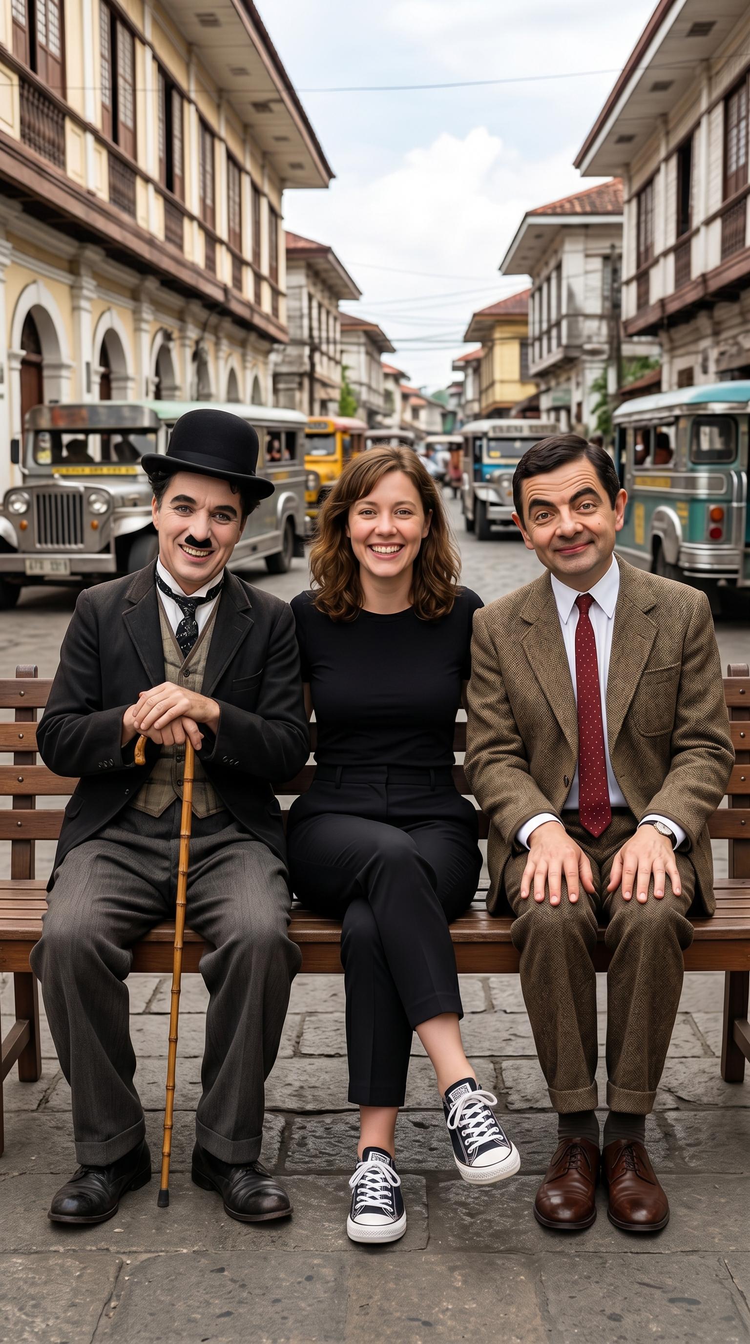 Chaplin Bean Wooden Bench Cinematic