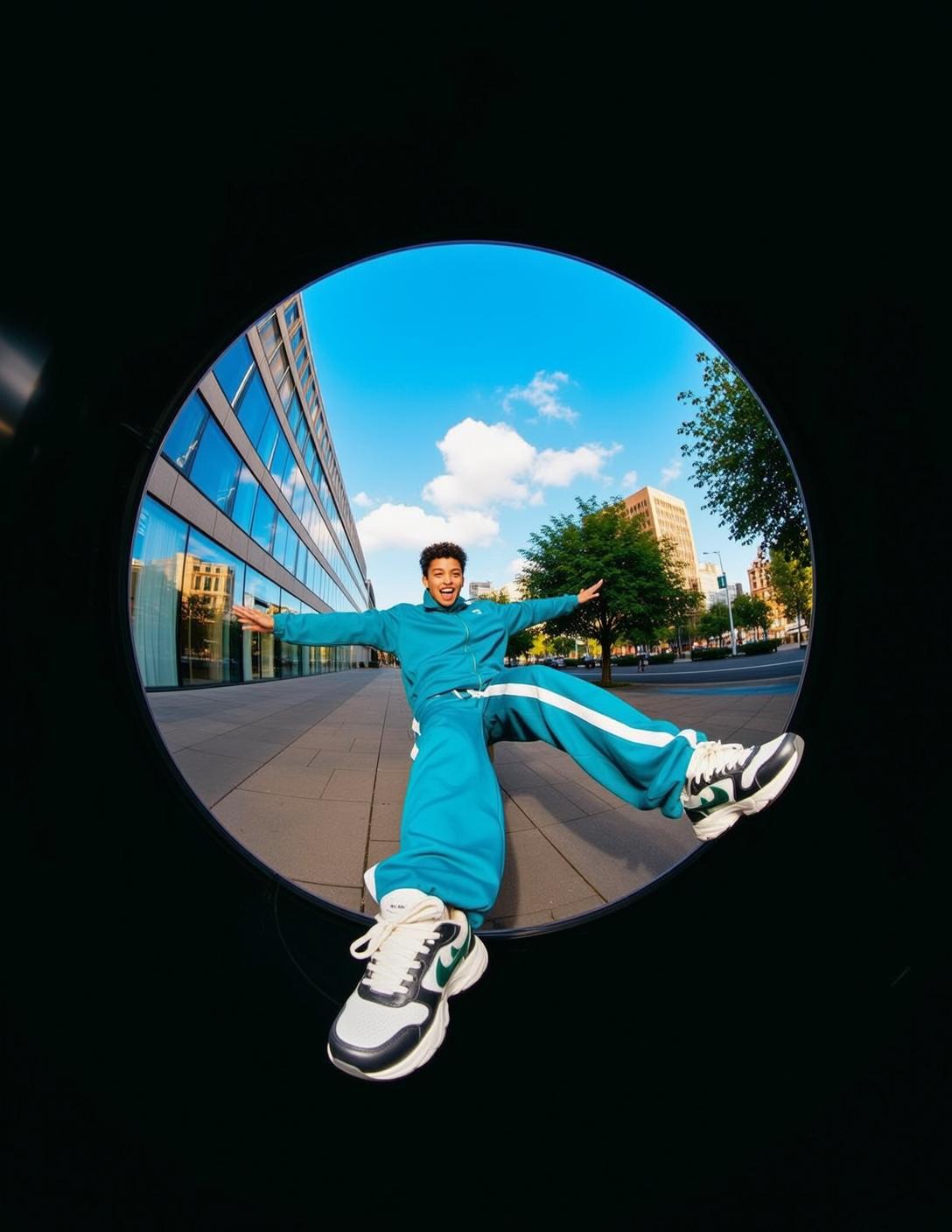Fisheye Young Adult Short Curly Dark Medium