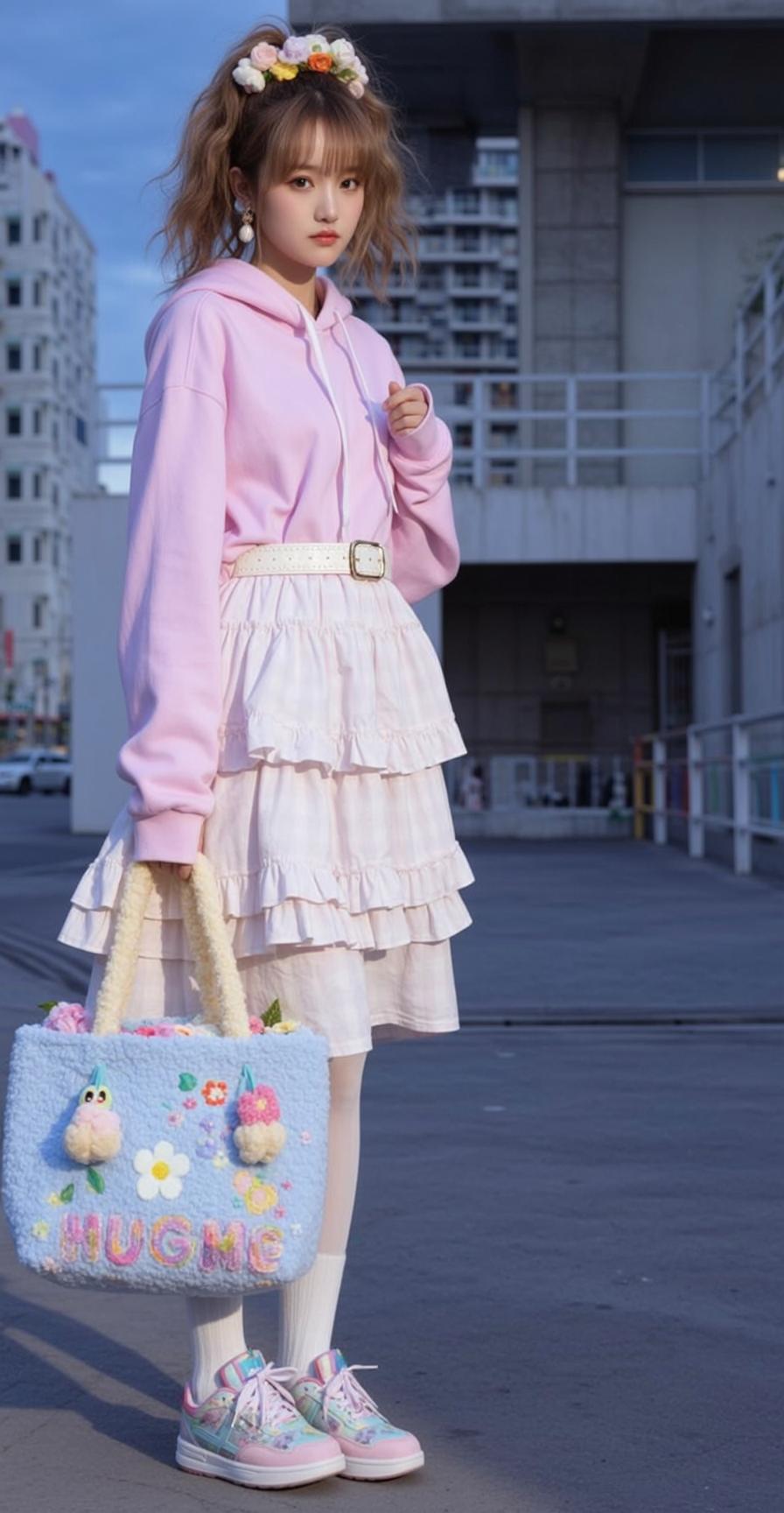 Pink Hoodie Ruffle Skirt Tote