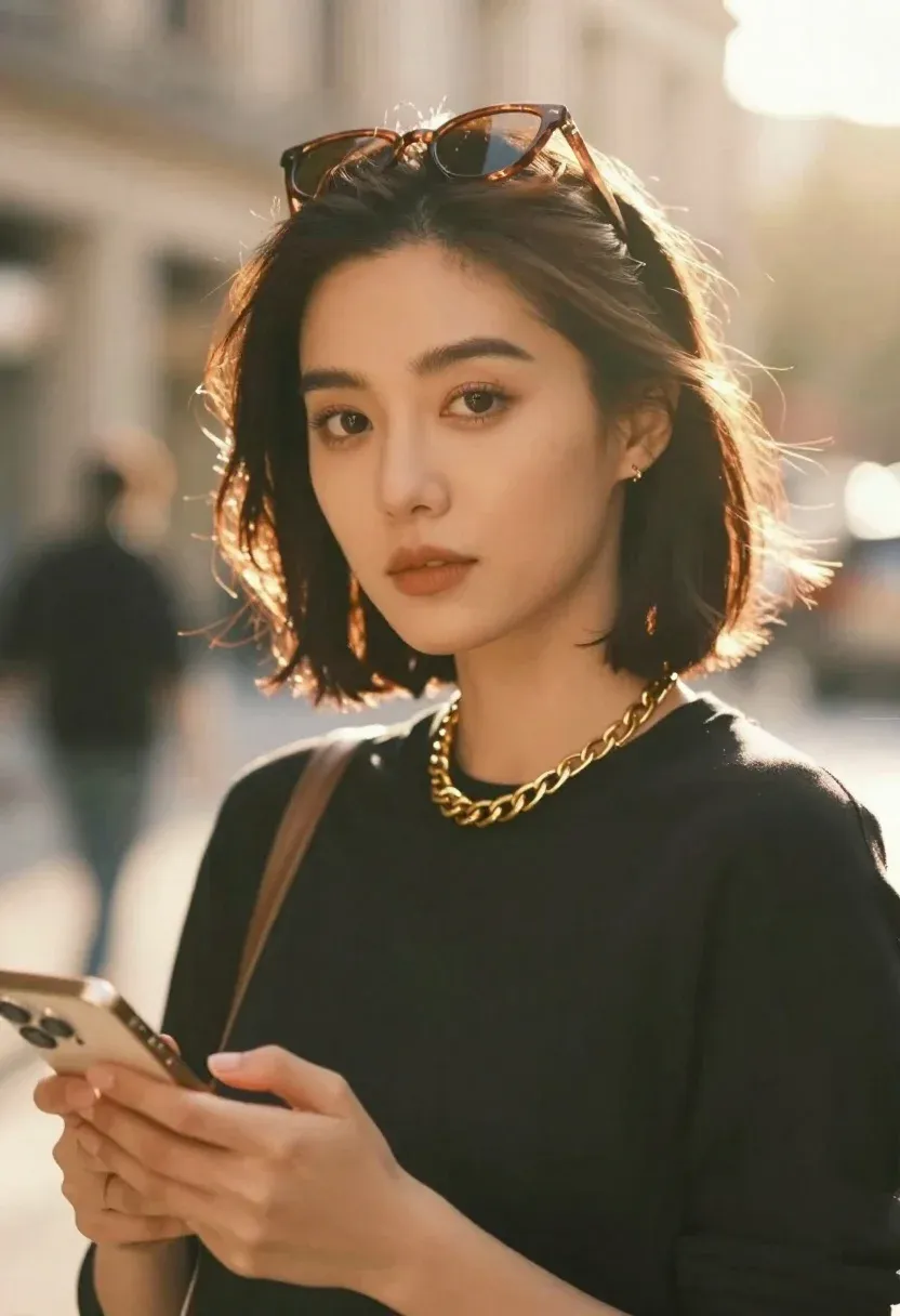 Confident Woman With Short Dark Hair Gazes Directly The Camera