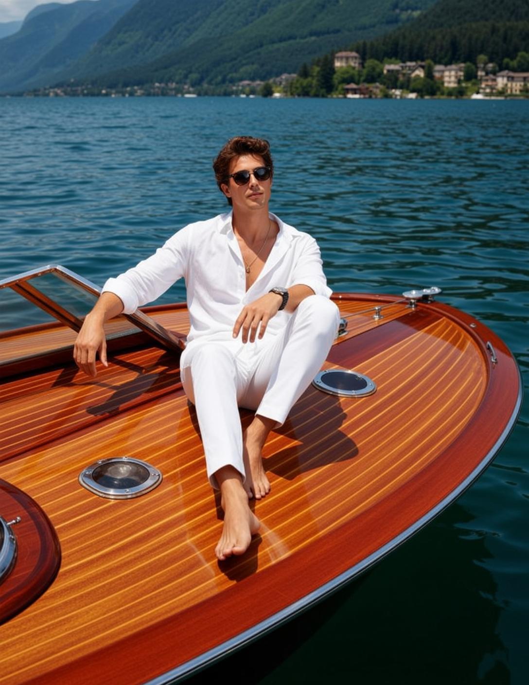 World Seated Polished Wooden Deck Classic Boat