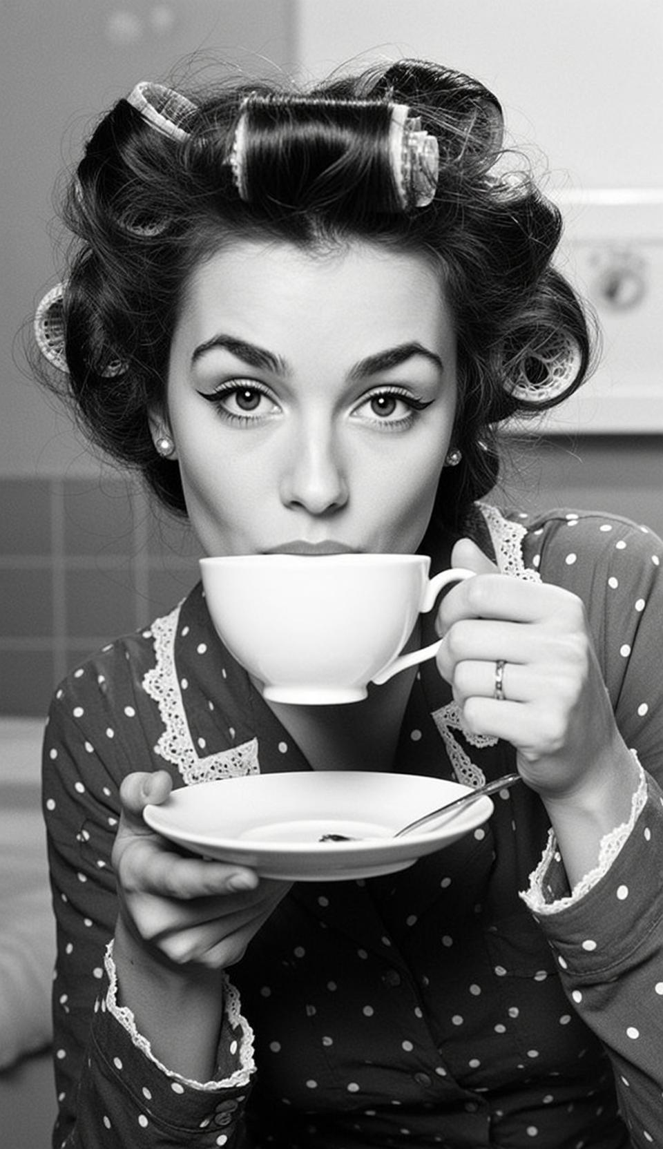 Black And White Medium Shot Portrait Young Woman With Dark