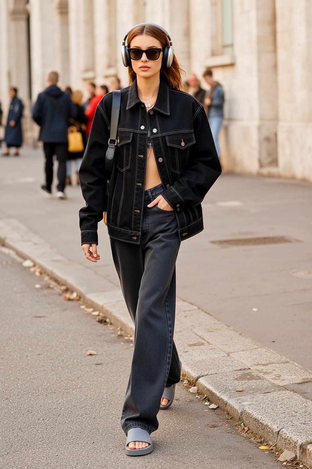 City Street Fashion Woman Walking Sunglasses