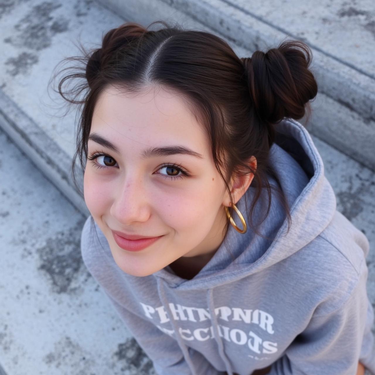 Explore Young Seated Concrete Steps Looking Directly