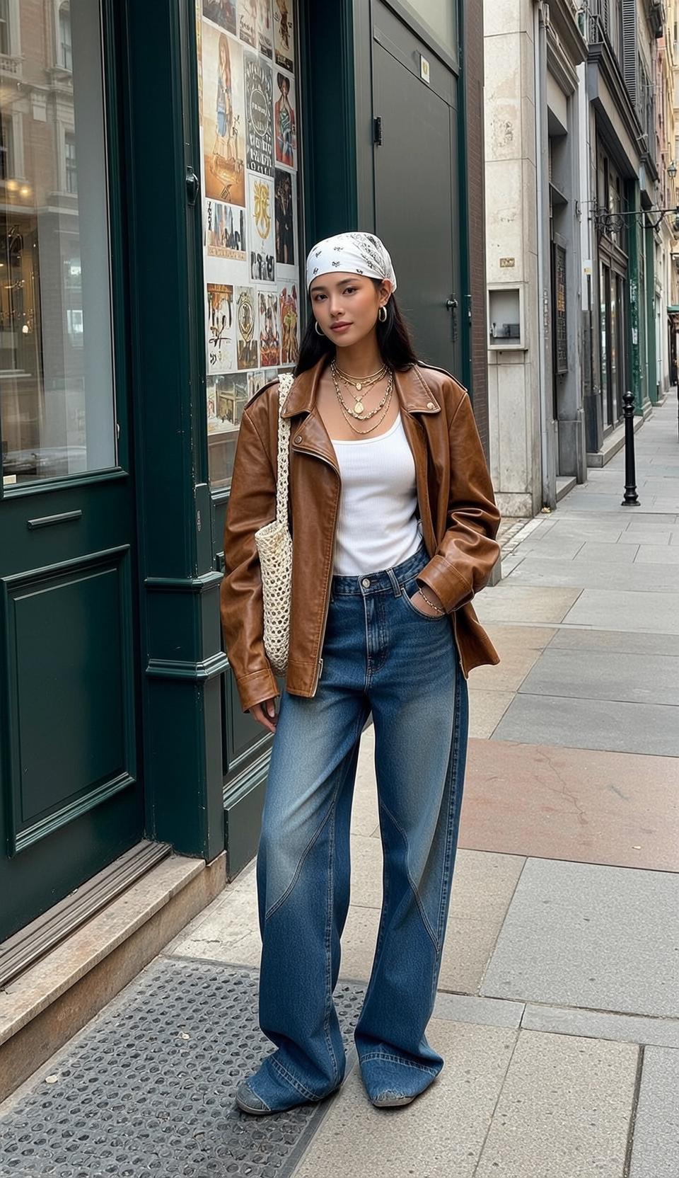 White Tank Top and Jeans Street