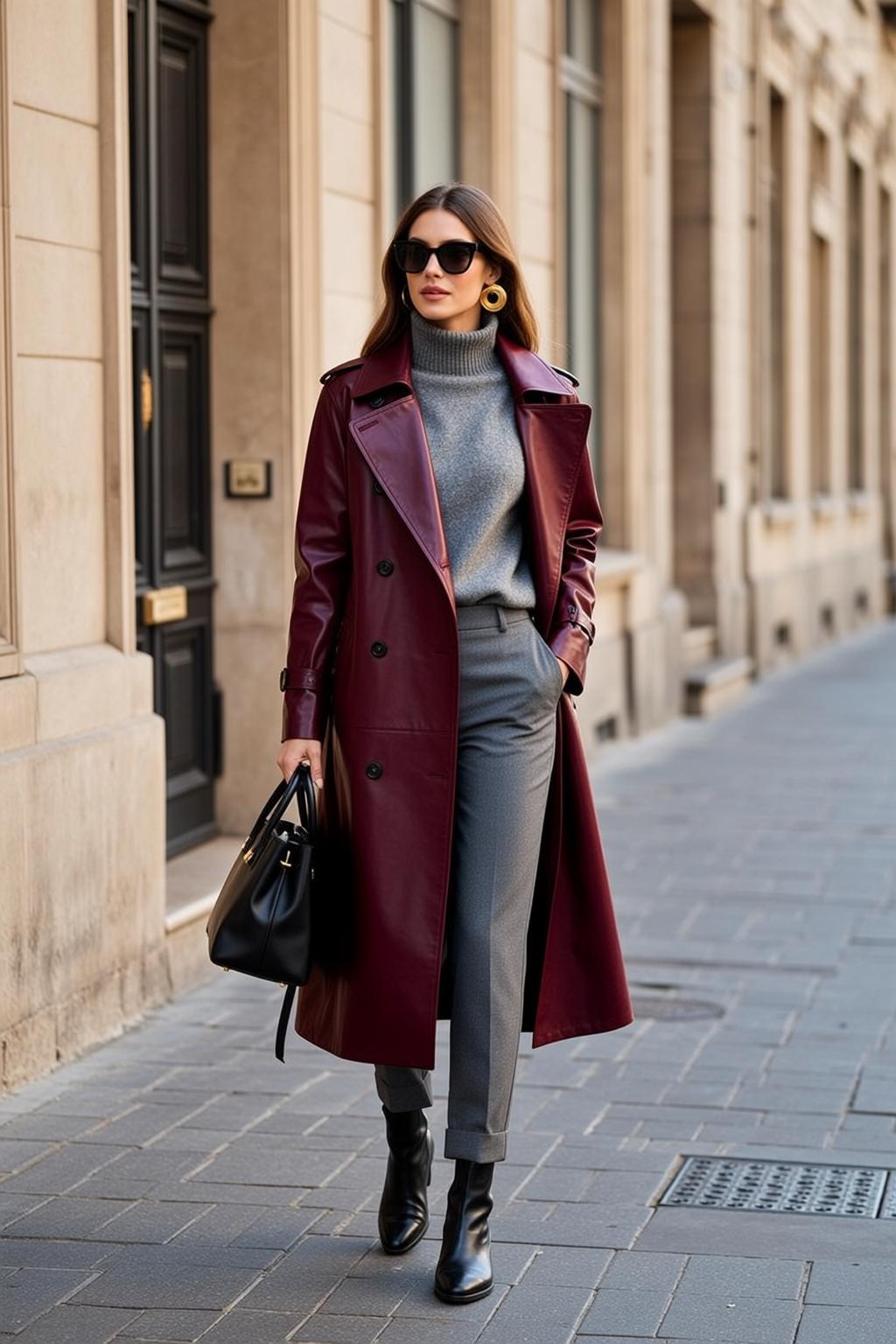 Leather Trench Cobblestone Walk