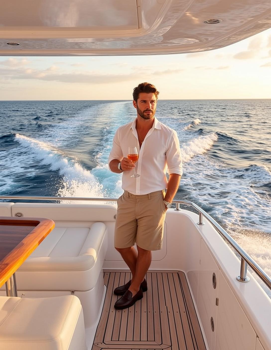 World Stands Deck Yacht Holding Glass Amber